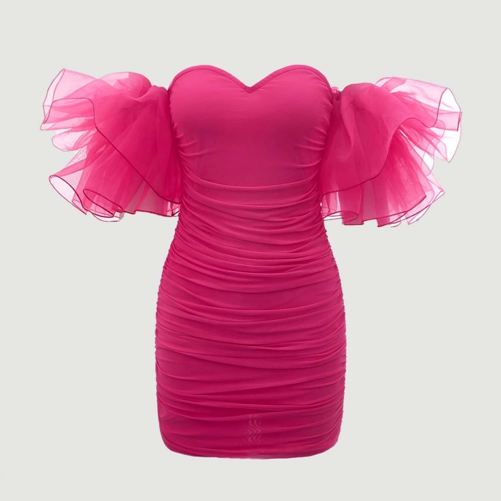 SHEIN Pink Ruffled Mini Dress Size M